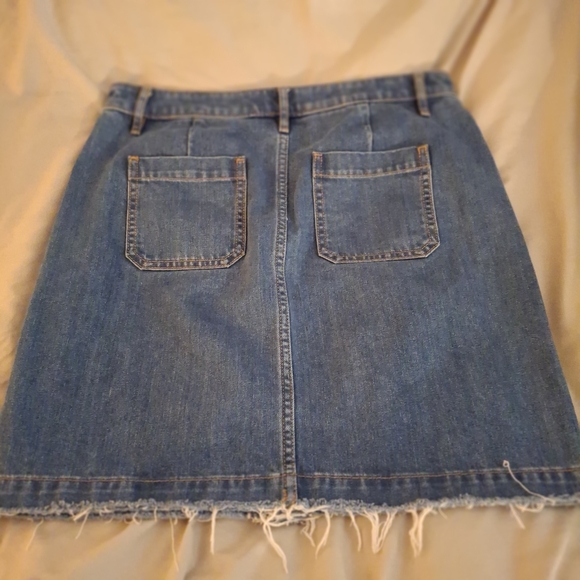 LOFT Women's Denim Blue Button Front Mini Skirt - Picture 5 of 5